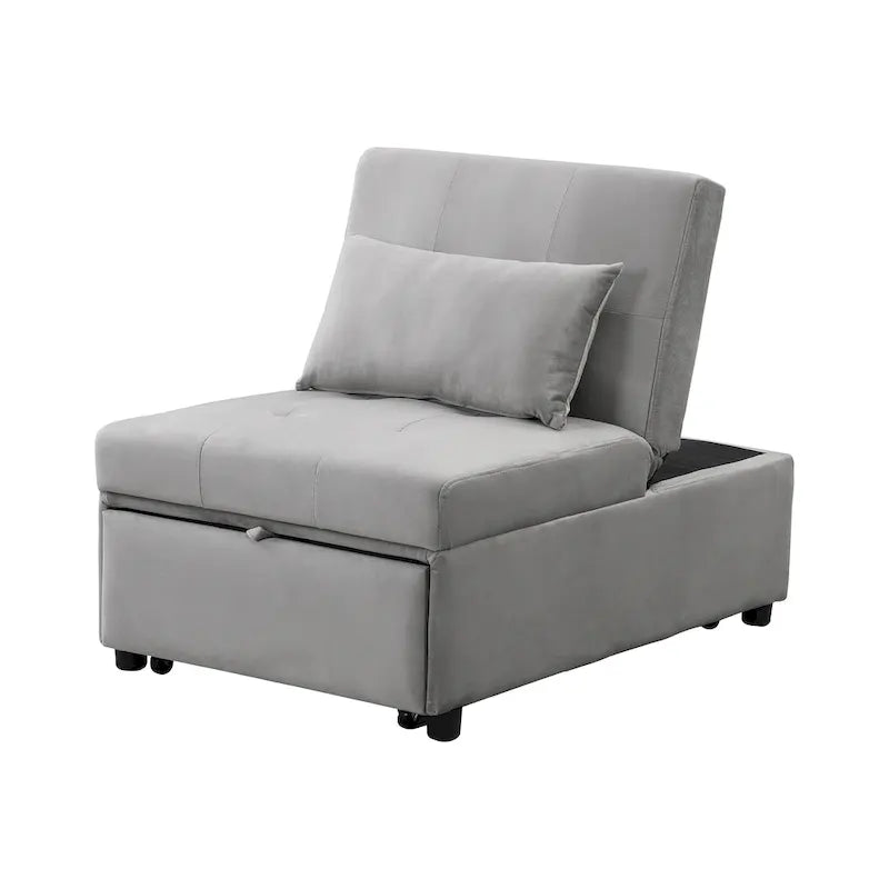 Folding Ottoman Sofa Bed — 4-in-1 Convertible Lounger in Grey