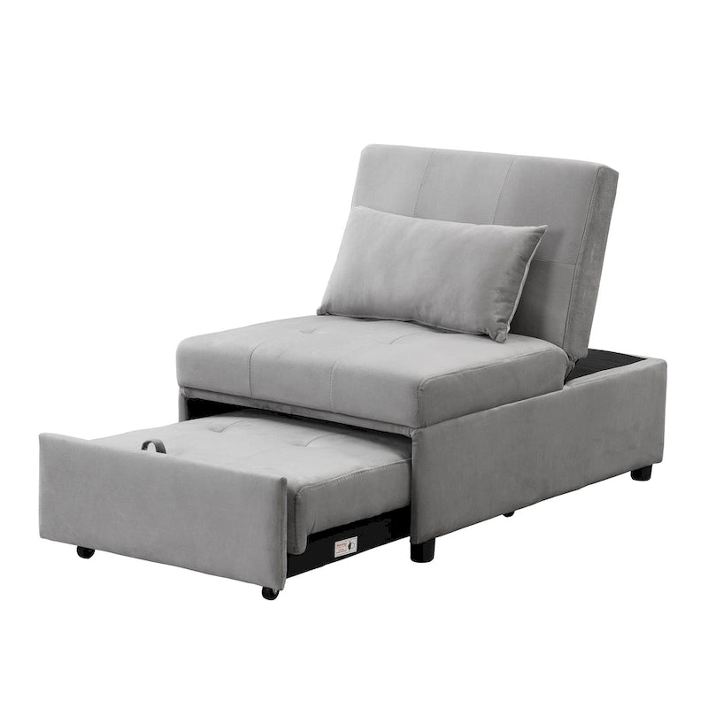 Folding Ottoman Sofa Bed — 4-in-1 Convertible Lounger in Grey