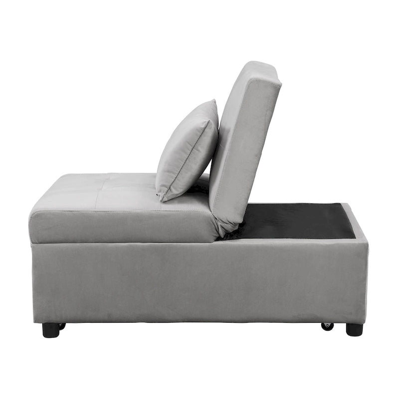 Folding Ottoman Sofa Bed — 4-in-1 Convertible Lounger in Grey