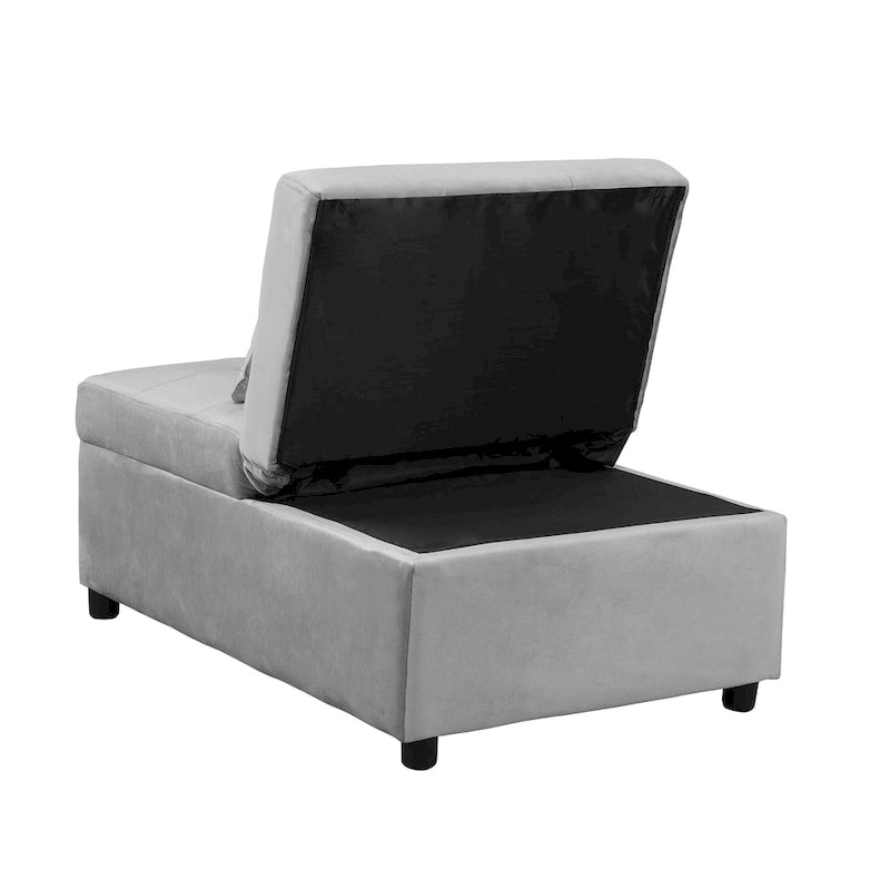 Folding Ottoman Sofa Bed — 4-in-1 Convertible Lounger in Grey