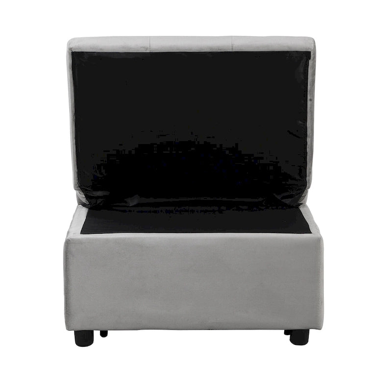Folding Ottoman Sofa Bed — 4-in-1 Convertible Lounger in Grey