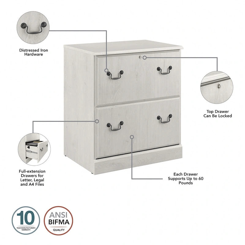 Lateral File Cabinet with Lockable Drawer and Ball-Bearing Slides