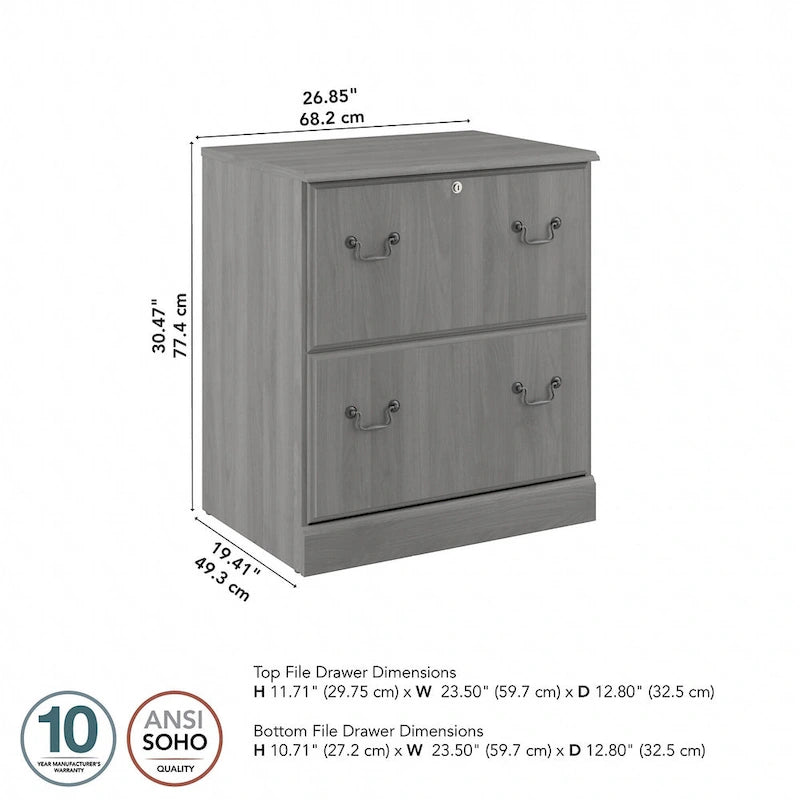 Lateral File Cabinet with Lockable Drawer and Ball-Bearing Slides