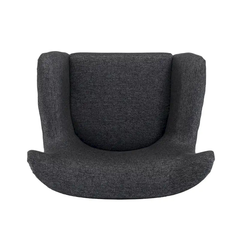 Mid-Century Wingback Club Chair with Splayed Oak Legs — Textured Tweed Fabric