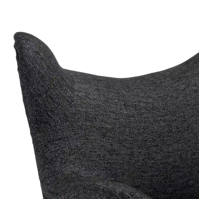 Mid-Century Wingback Club Chair with Splayed Oak Legs — Textured Tweed Fabric