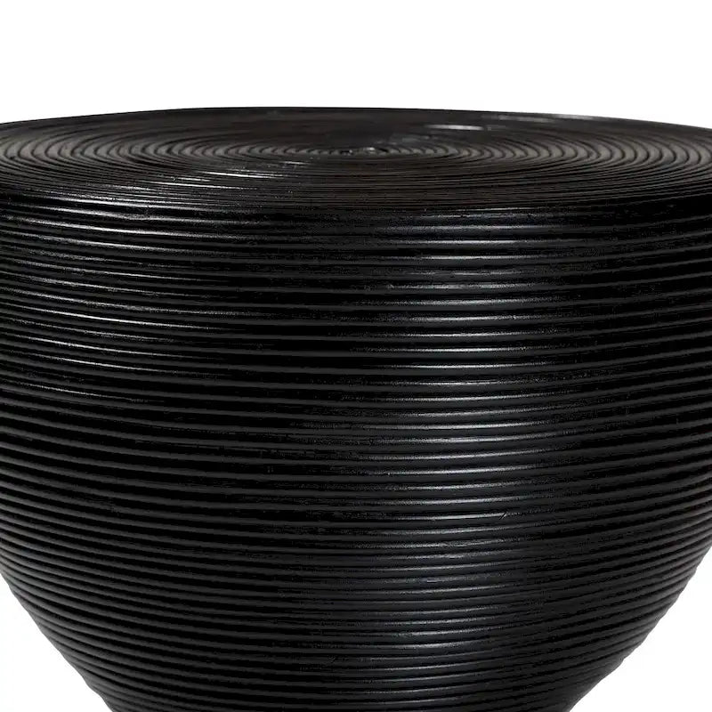 Natural Rattan Hourglass Side Table, Boho Round End Table for Living Room