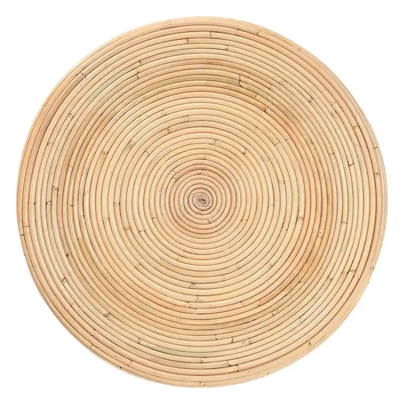 Natural Rattan Hourglass Side Table, Boho Round End Table for Living Room