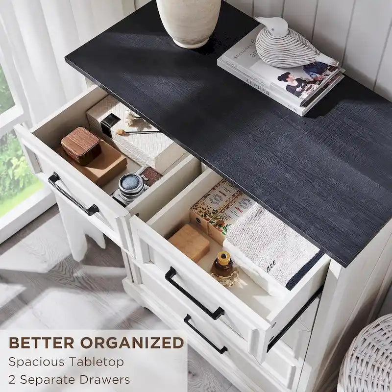 Rustic Farmhouse 6-Drawer Dresser with Barn Wood Grain Finish