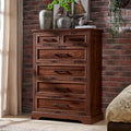 Rustic Farmhouse 6-Drawer Dresser with Barn Wood Grain Finish