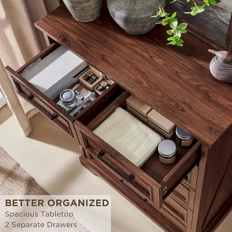 Rustic Farmhouse 6-Drawer Dresser with Barn Wood Grain Finish