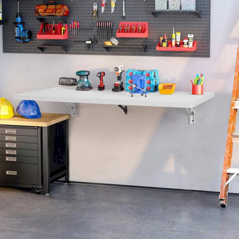 Wall-Mounted Folding Floating Desk for Home Office, Garage & Kitchen