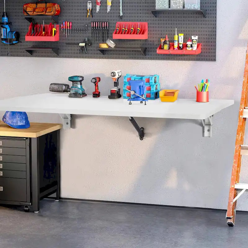 Wall-Mounted Folding Floating Desk for Home Office, Garage & Kitchen