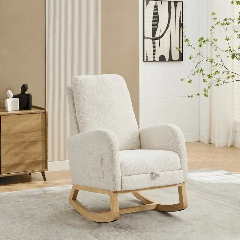 Boucle Nursery Rocking Chair with Footrest