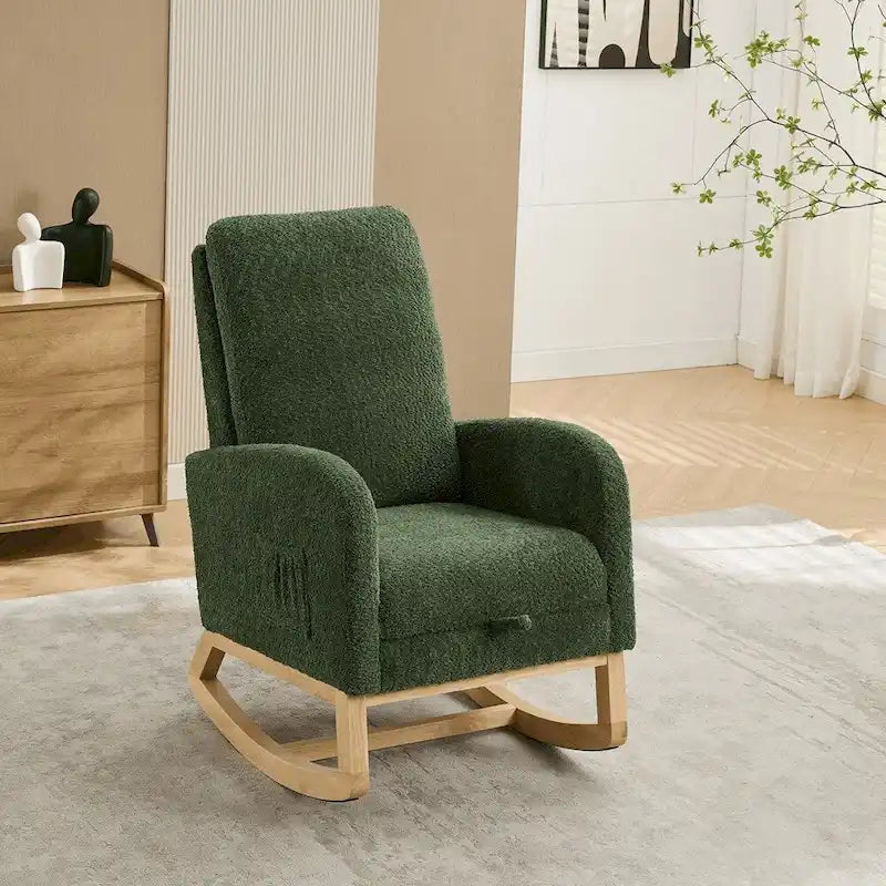 Boucle Nursery Rocking Chair with Footrest