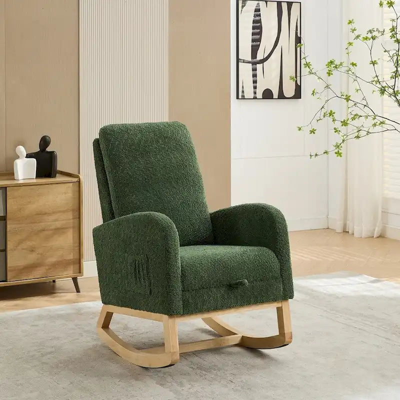 Boucle Nursery Rocking Chair with Footrest