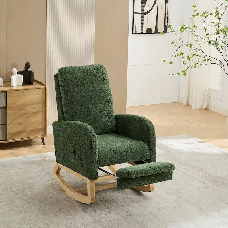 Boucle Nursery Rocking Chair with Footrest