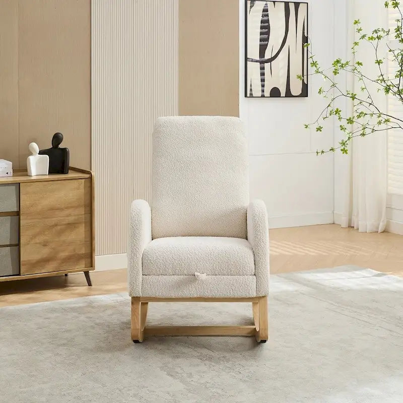 Boucle Nursery Rocking Chair with Footrest