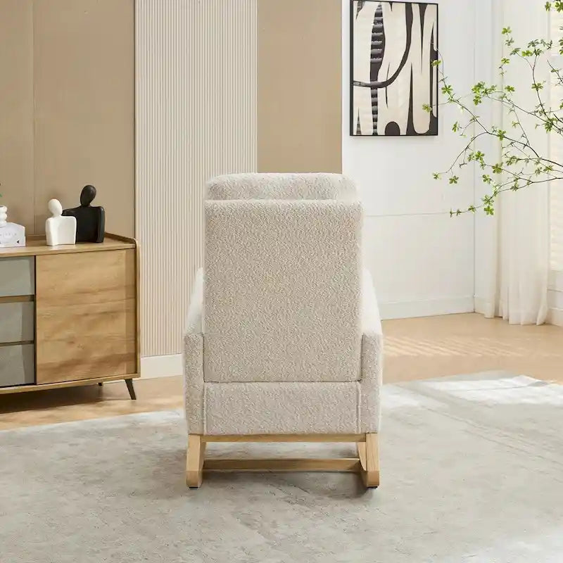 Boucle Nursery Rocking Chair with Footrest