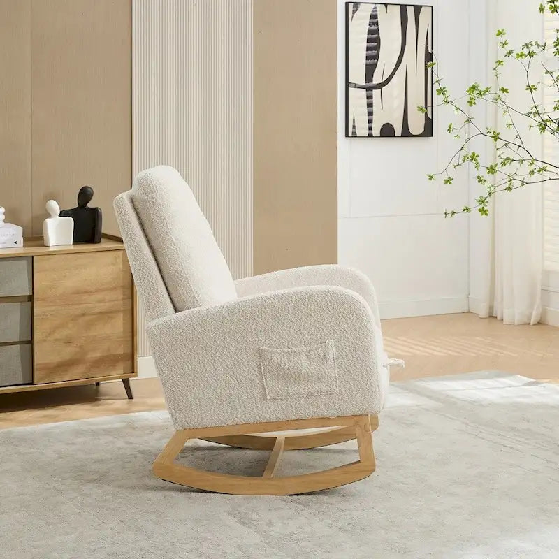 Boucle Nursery Rocking Chair with Footrest