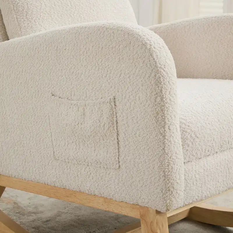 Boucle Nursery Rocking Chair with Footrest