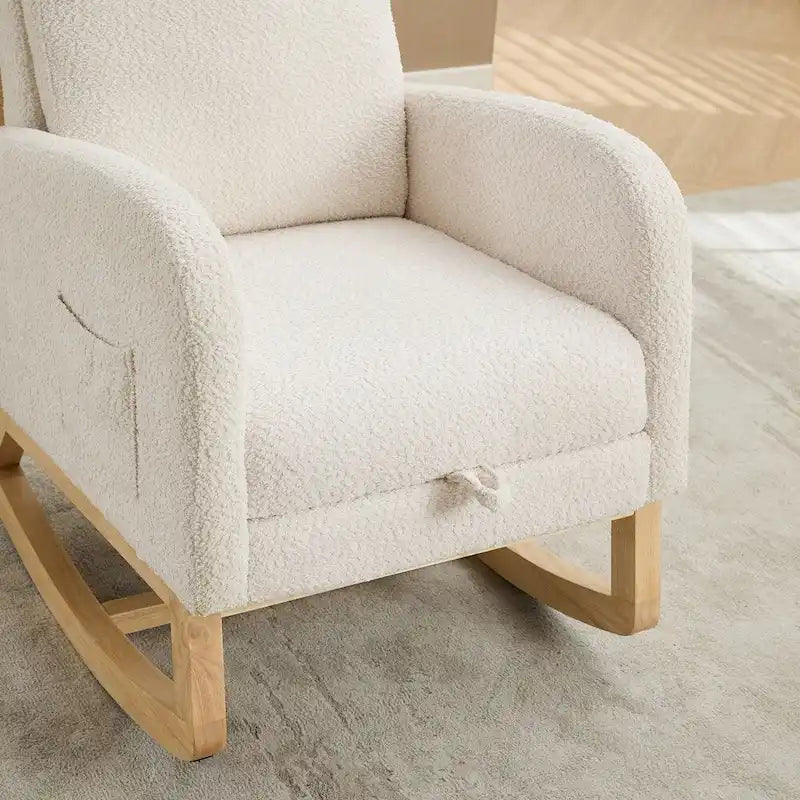 Boucle Nursery Rocking Chair with Footrest
