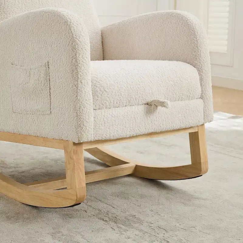 Boucle Nursery Rocking Chair with Footrest