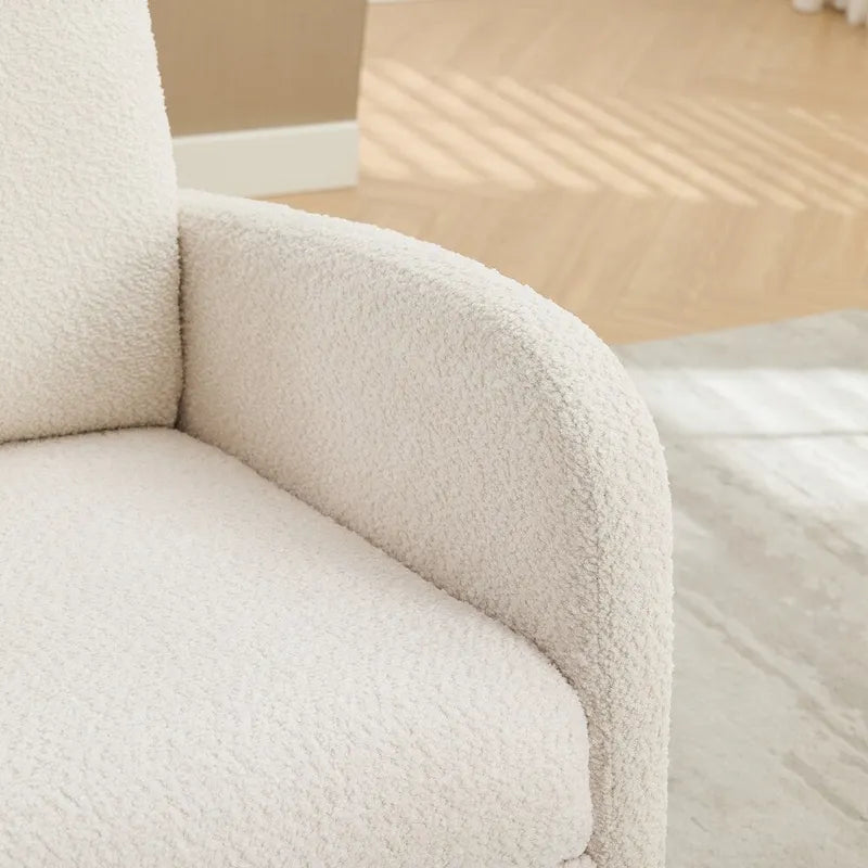 Boucle Nursery Rocking Chair with Footrest