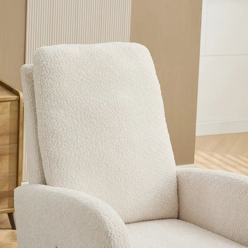 Boucle Nursery Rocking Chair with Footrest
