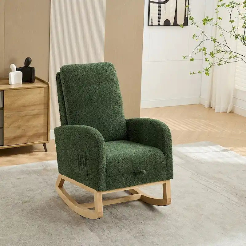Boucle Nursery Rocking Chair with Footrest