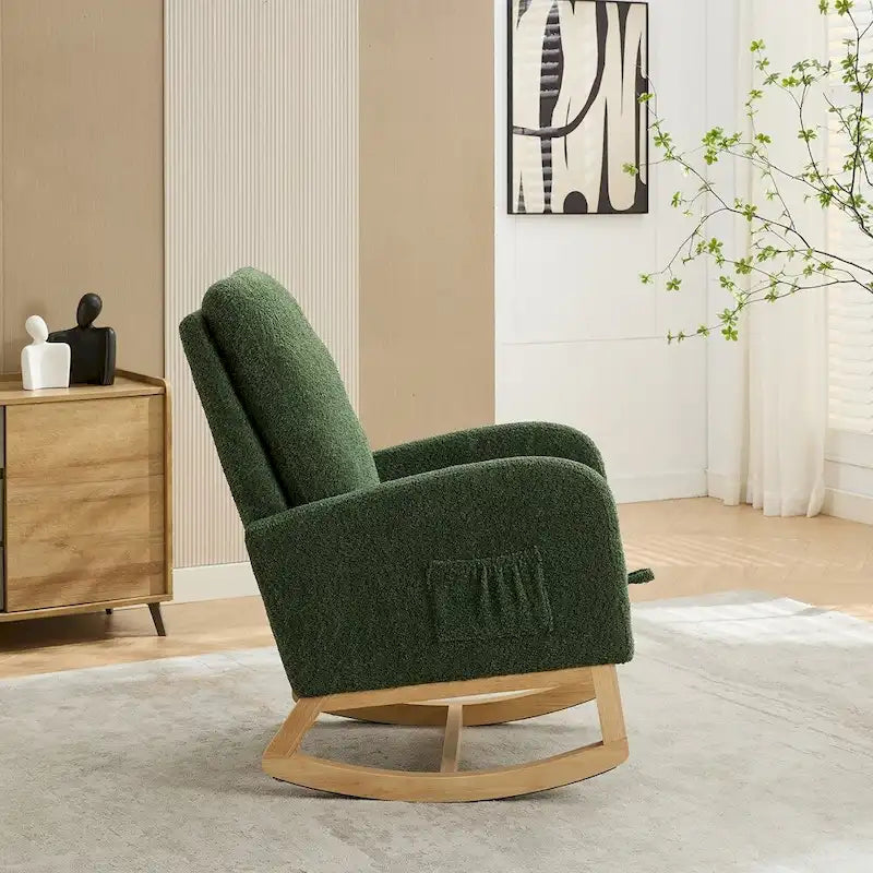Boucle Nursery Rocking Chair with Footrest