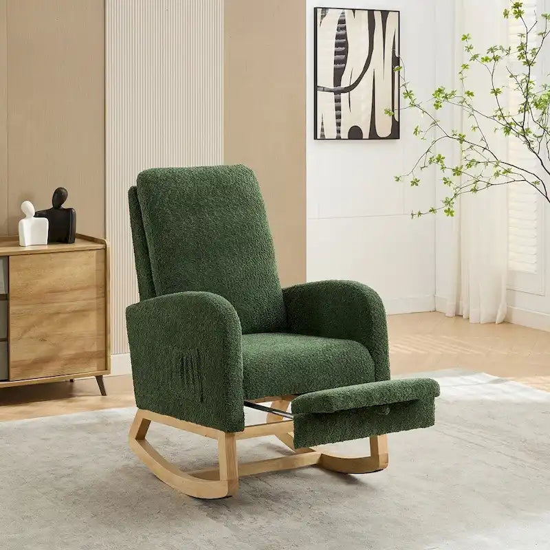 Boucle Nursery Rocking Chair with Footrest