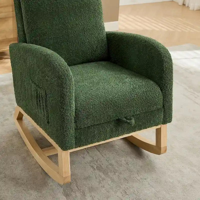 Boucle Nursery Rocking Chair with Footrest