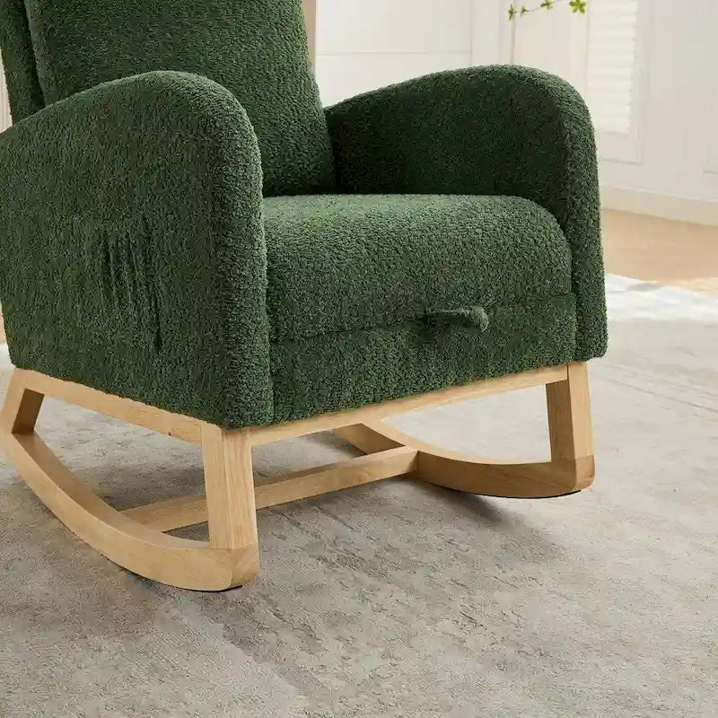 Boucle Nursery Rocking Chair with Footrest