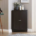 Freestanding Corner Floor Cabinet with 2 Beadboard Doors & 3 Shelves