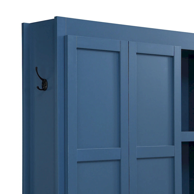 Farmhouse 4-in-1 Hall Tree with Bench, Shoe Storage, Cabinets & Hooks