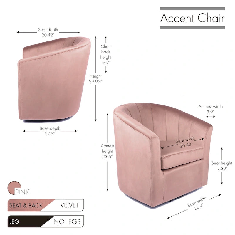 Velvet Swivel Accent Club Chair with Removable Cushion, Multiple Colors