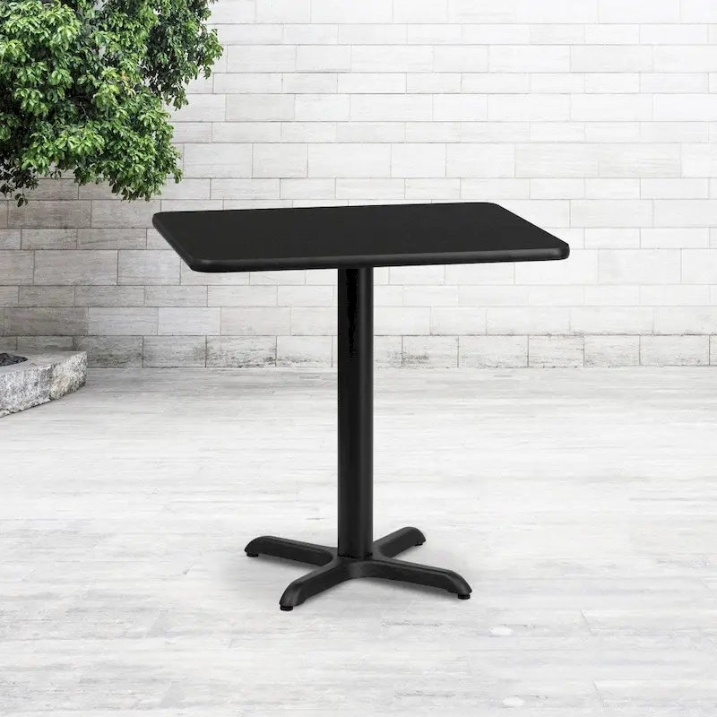 Rectangular Laminate Dining Table with Cast Iron X-Base — Commercial Grade