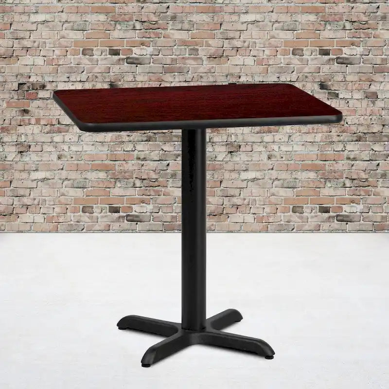 Rectangular Laminate Dining Table with Cast Iron X-Base — Commercial Grade