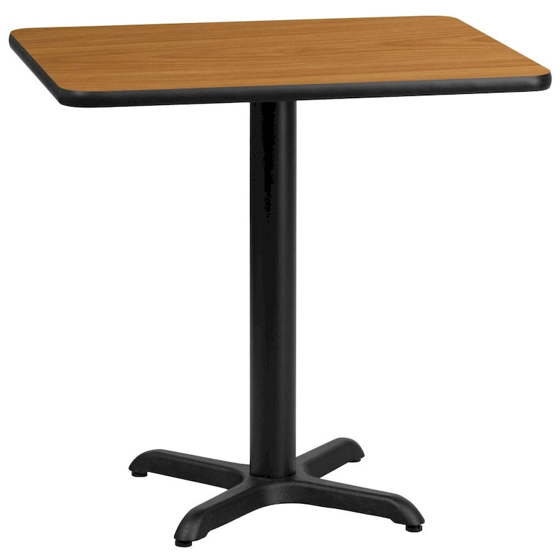 Rectangular Laminate Dining Table with Cast Iron X-Base — Commercial Grade