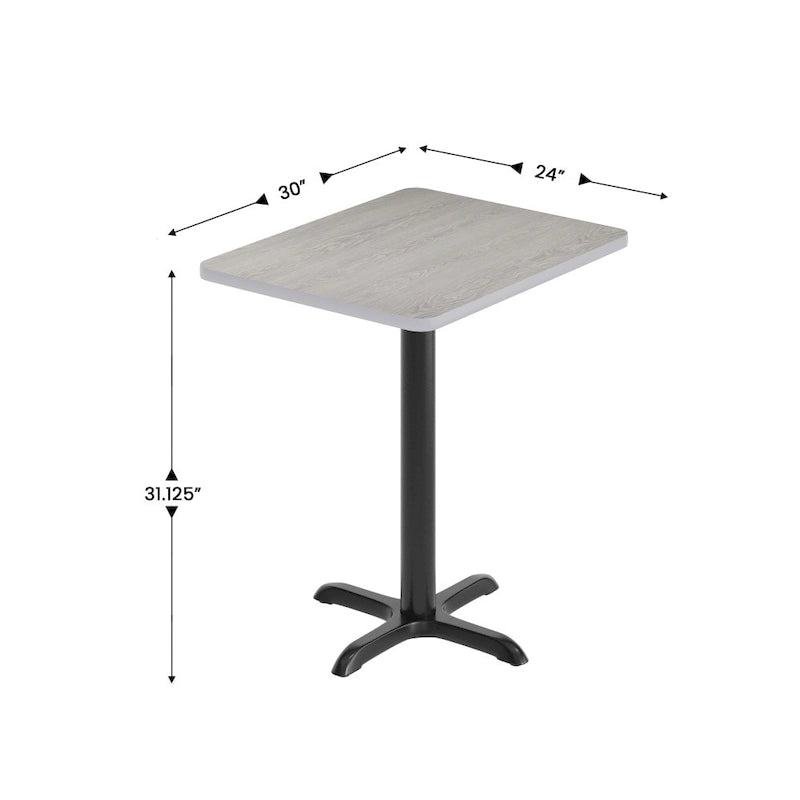 Rectangular Laminate Dining Table with Cast Iron X-Base — Commercial Grade