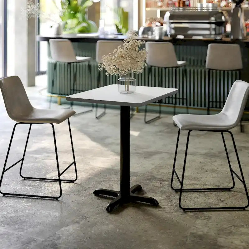 Rectangular Laminate Dining Table with Cast Iron X-Base — Commercial Grade