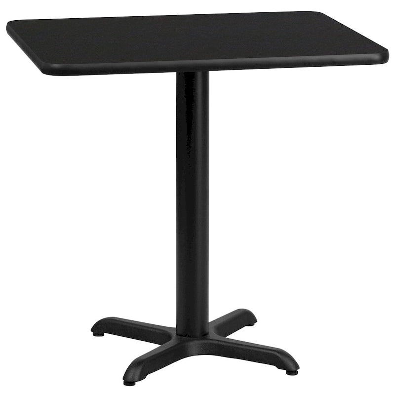 Rectangular Laminate Dining Table with Cast Iron X-Base — Commercial Grade