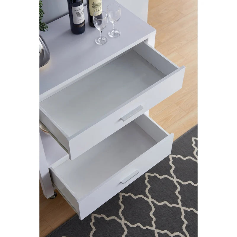 2-Drawer Serving Cart with Open Shelf
