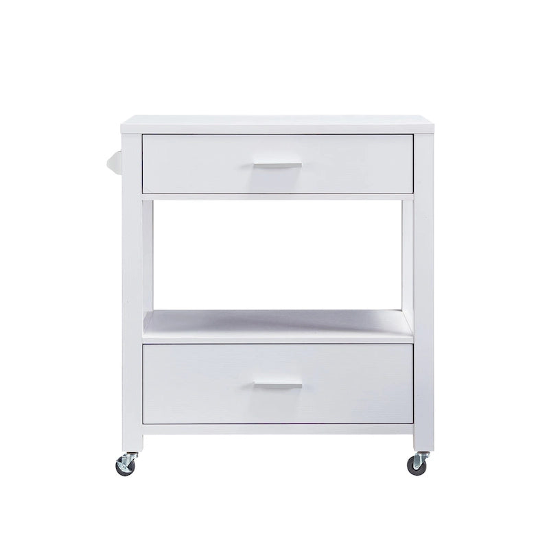 2-Drawer Serving Cart with Open Shelf