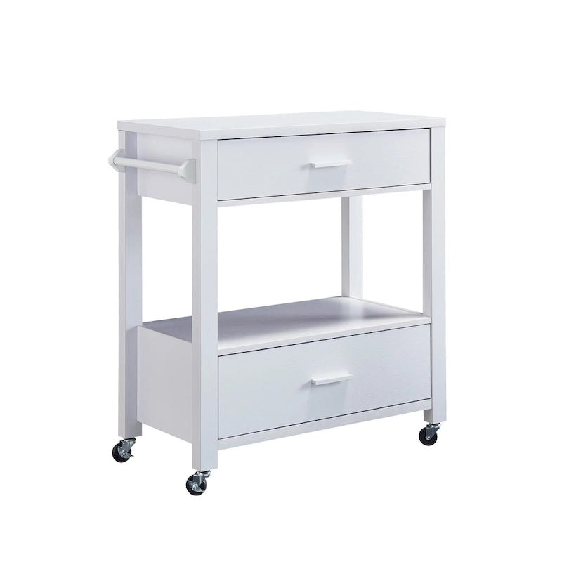 2-Drawer Serving Cart with Open Shelf