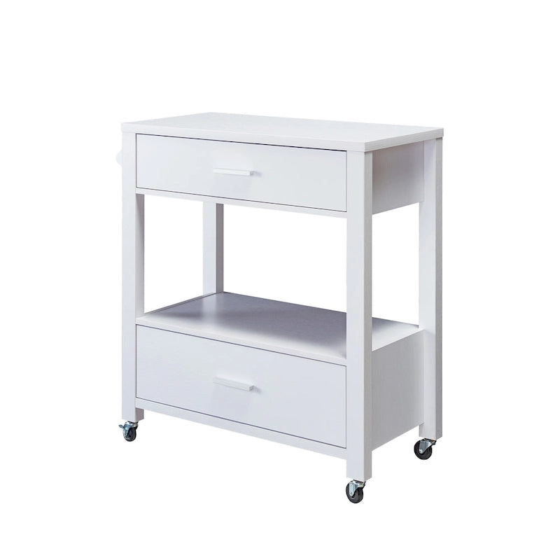 2-Drawer Serving Cart with Open Shelf