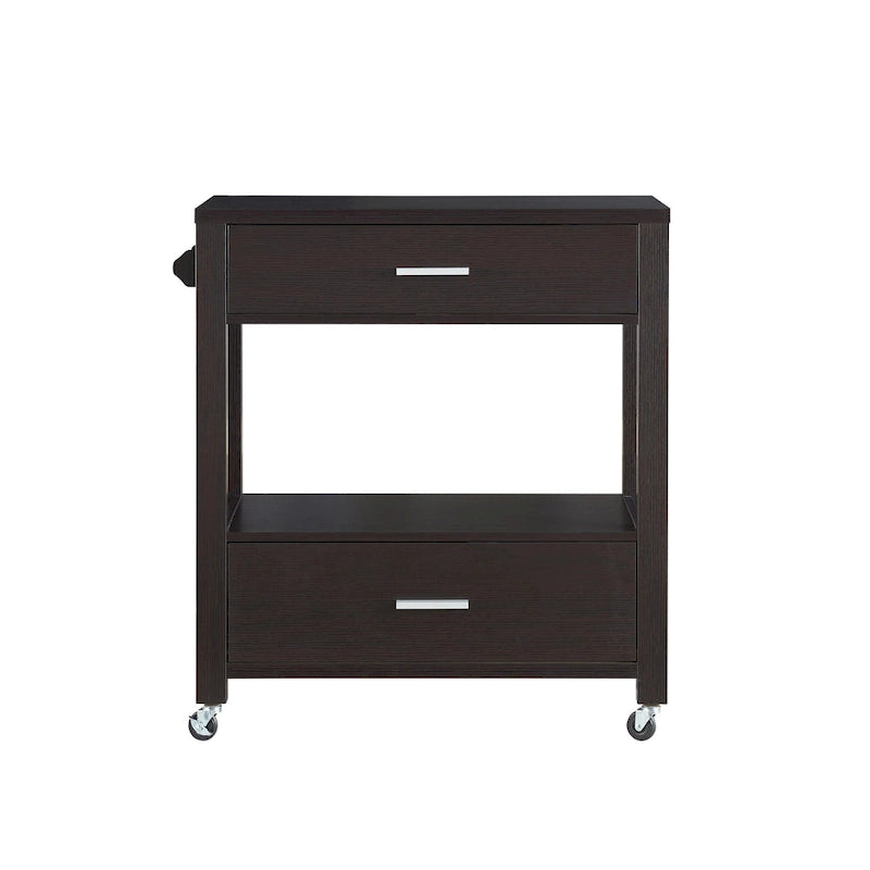 2-Drawer Serving Cart with Open Shelf