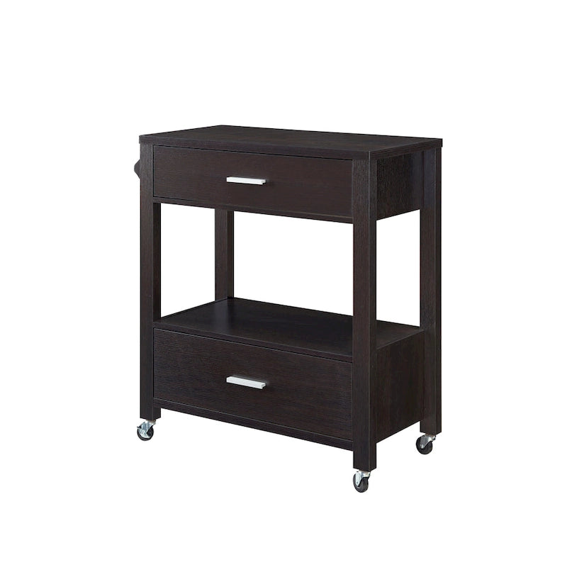 2-Drawer Serving Cart with Open Shelf