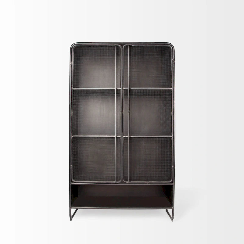Industrial Metal Mesh Door Display Storage Cabinet