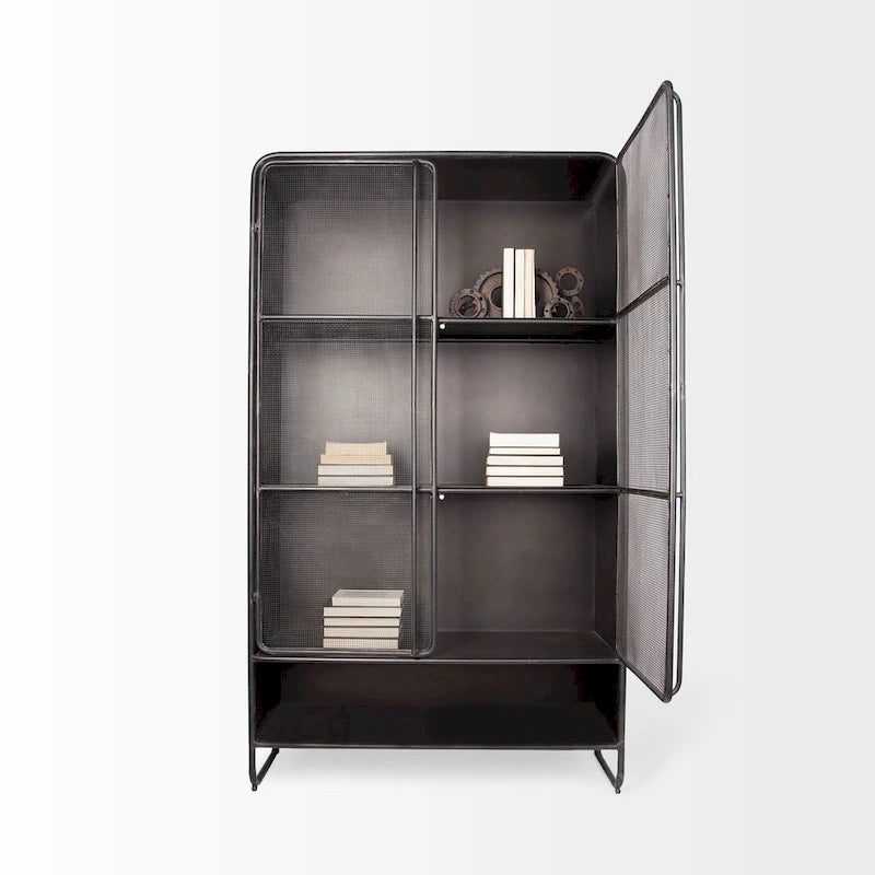 Industrial Metal Mesh Door Display Storage Cabinet
